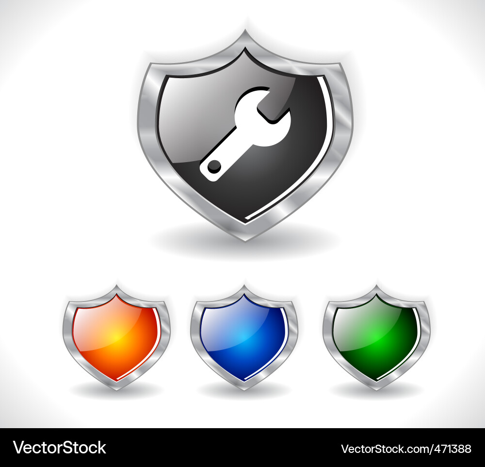 Shield & Button Icons vector image