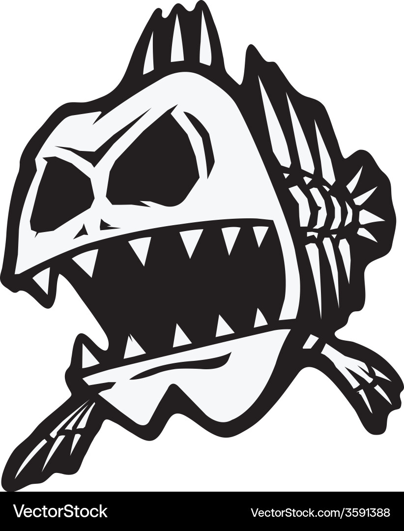 Skeletal Fish Cartoon Vector Image