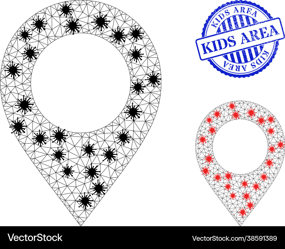Carcass mesh map pointer icons with infectious Carcass mesh map pointer icons with infectious vector image
