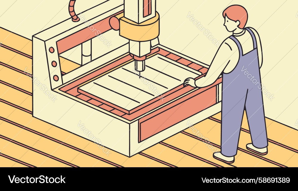 Cnc machine operator in production design Vector Image