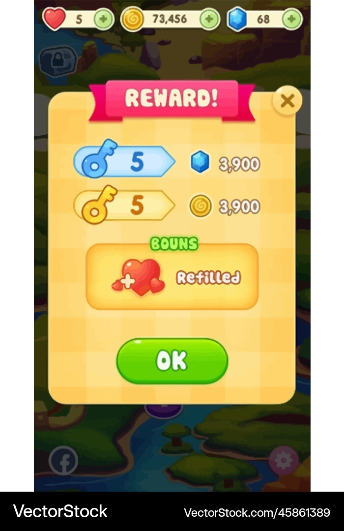 Complete set of level button game ui pop-up icon Vector Image