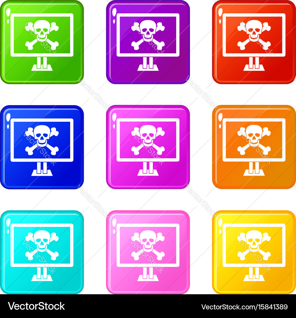 Computer monitor with a skull and bones icons Vector Image