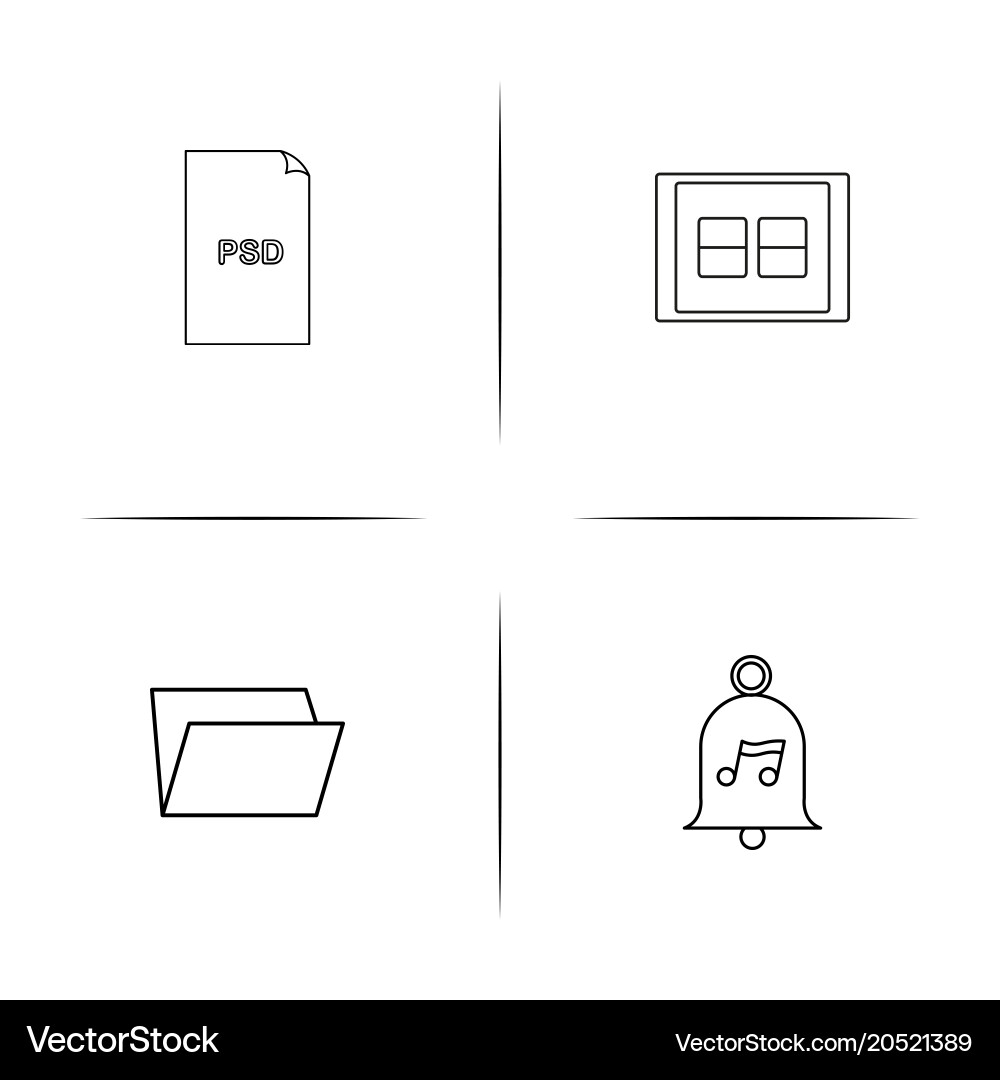 Files and folders sign simple linear icons set Vector Image