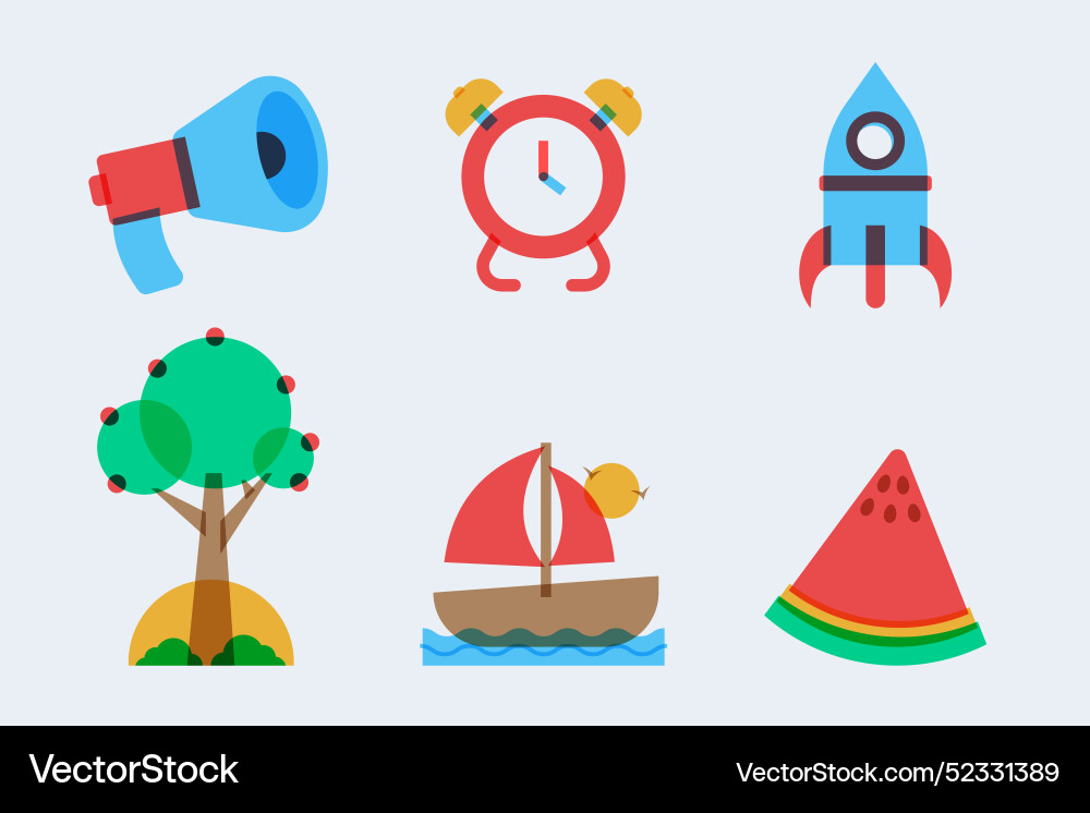 Flat design risograph element collection Vector Image