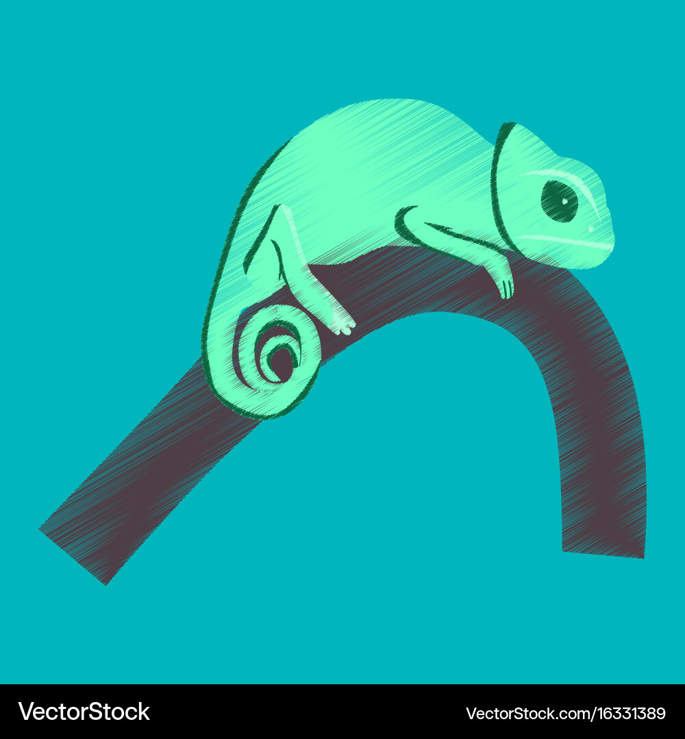 Flat shading style icon chameleon vector image