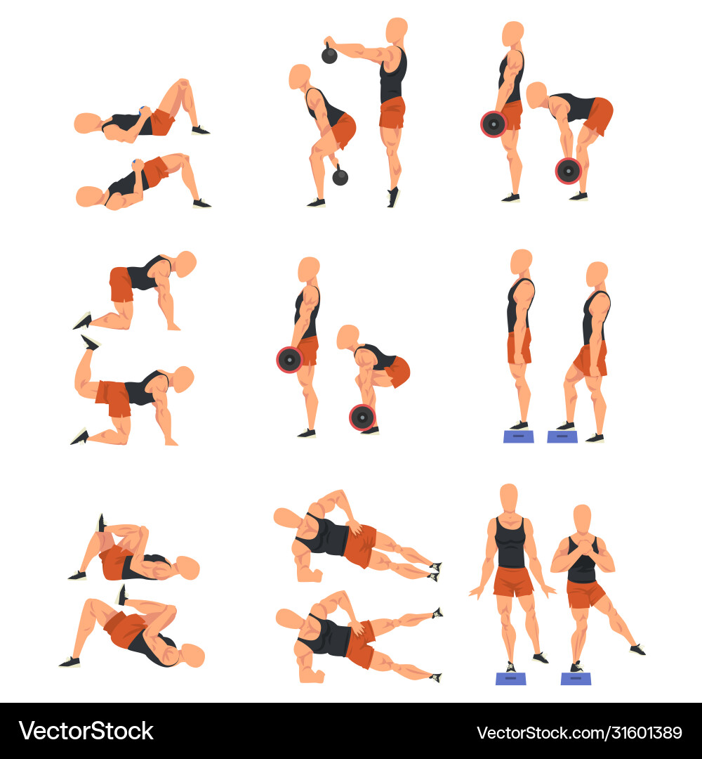 Male athlete doing sports for fit body buttock Male athlete doing sports for fit body buttock vector image