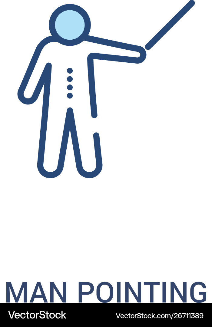 Man pointing concept 2 colored icon simple line Man pointing concept 2 colored icon simple line Vector Image