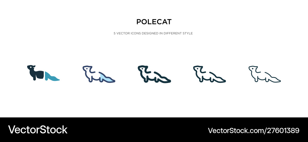 Polecat icon in different style two colored vector image