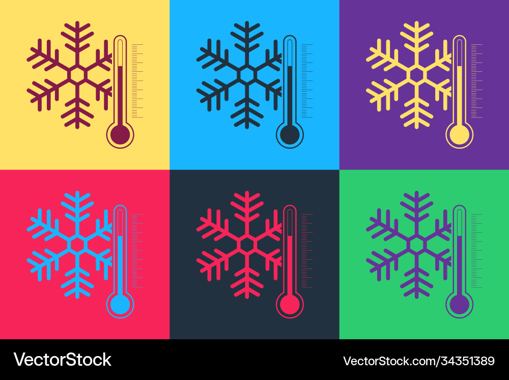 Pop art thermometer with snowflake icon isolated Pop art thermometer with snowflake icon isolated vector image
