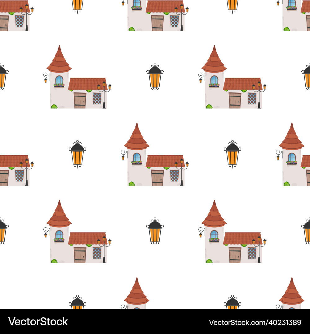 Seamless pattern with castle tower endless Seamless pattern with castle tower endless vector image