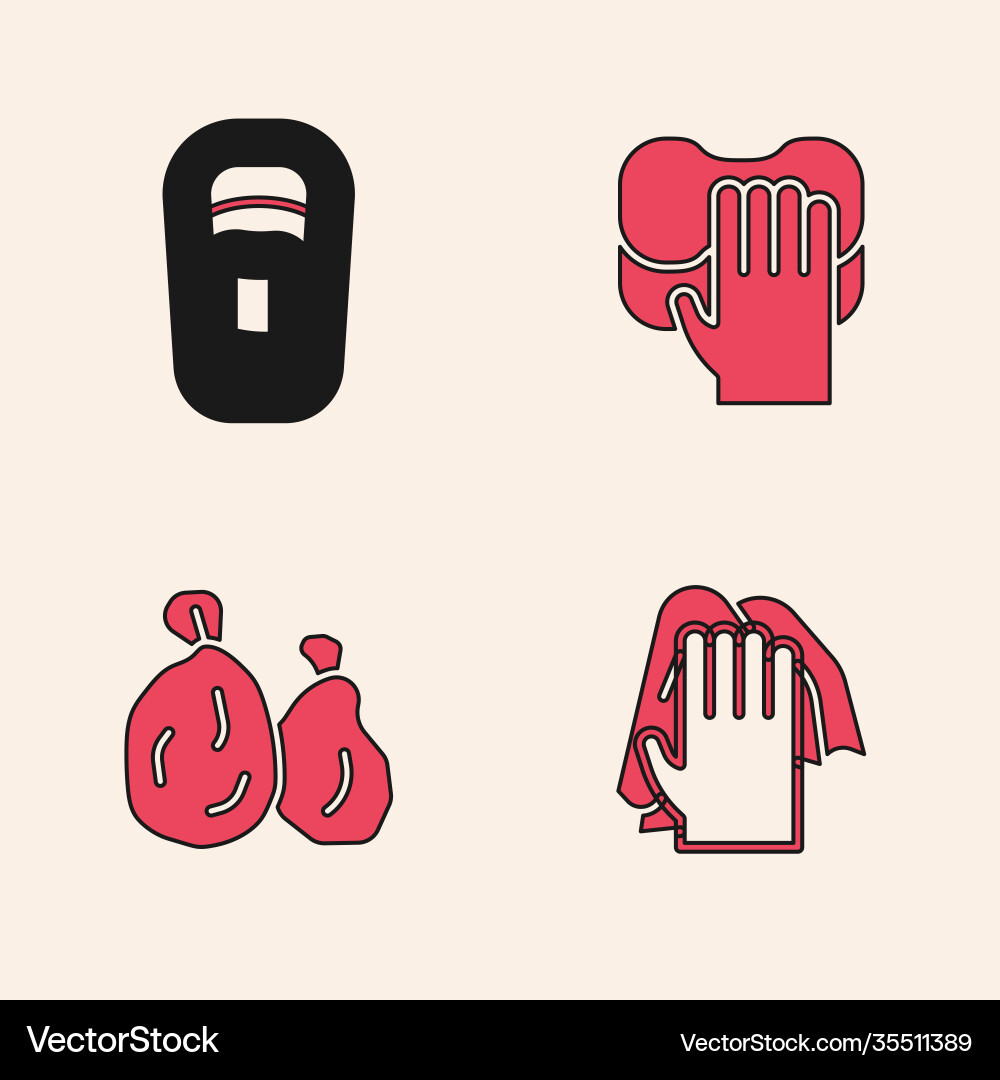 Set cleaning service bucket with rag and garbage Set cleaning service bucket with rag and garbage Vector Image