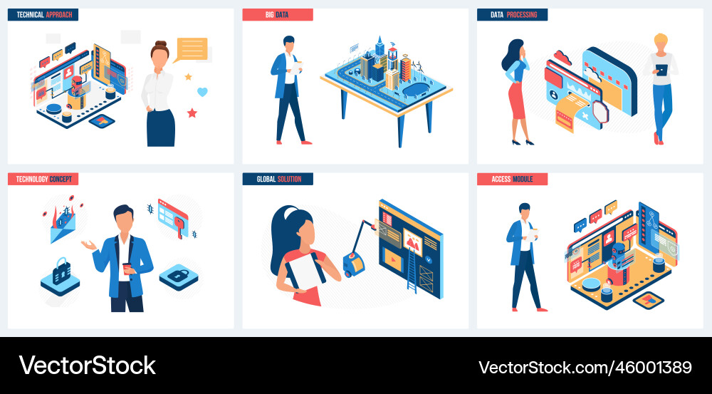 Technical approach to big data processing global vector image