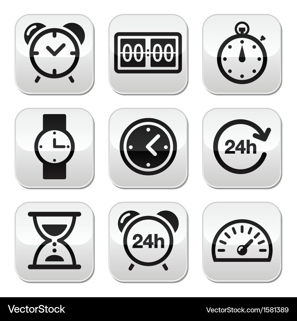 Time clock buttons set vector image