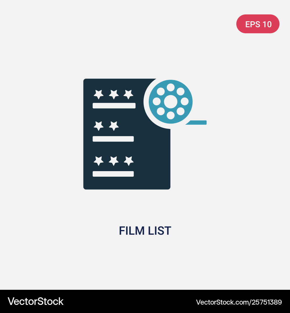 Two color film list icon from user interface Two color film list icon from user interface vector image