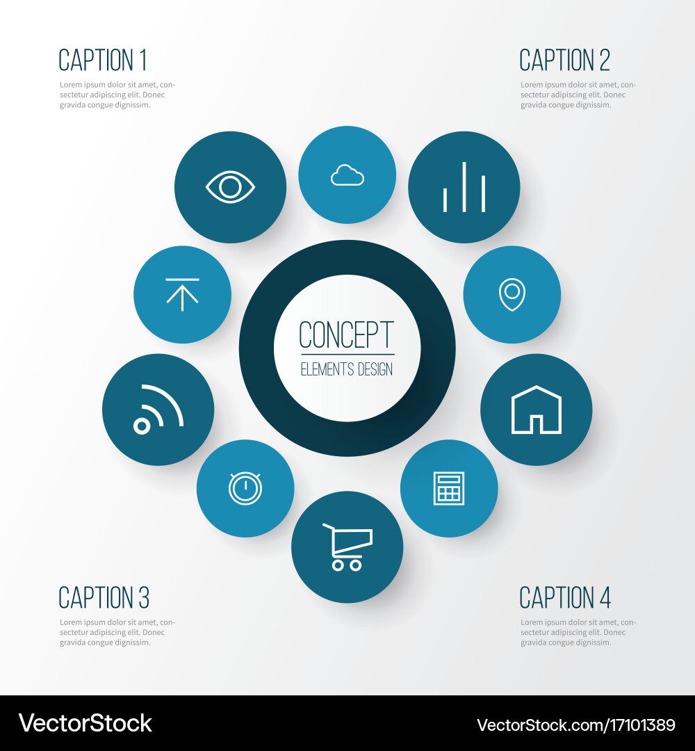 User outline icons set collection of feed chart vector image