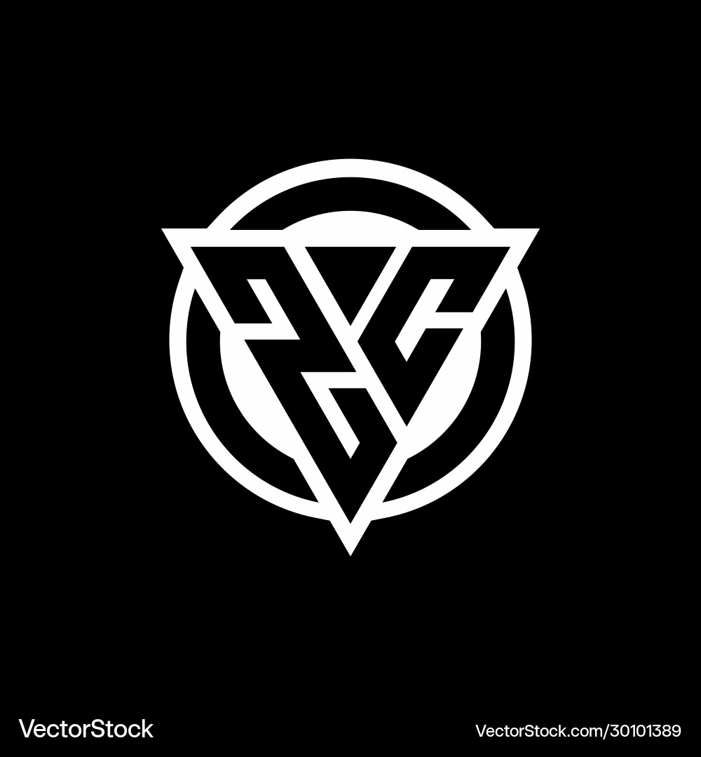 Zc logo with negative space triangle shape Zc logo with negative space triangle shape Vector Image