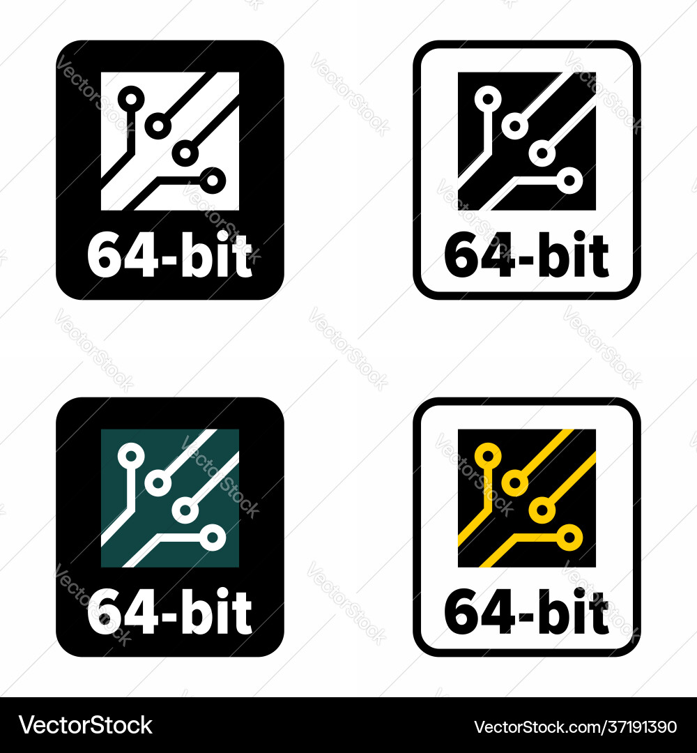 64-Bit Processor Icons Vector Image