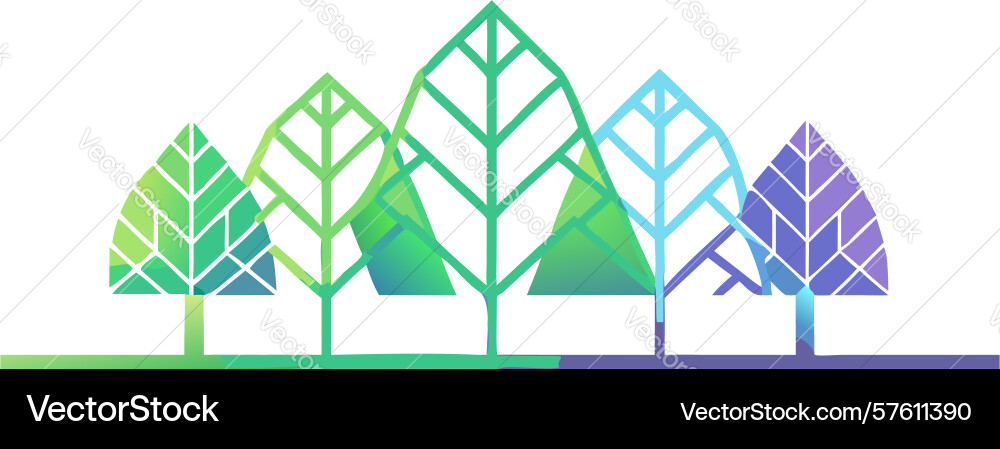 Abstract gradient trees symbolizing natural vector image