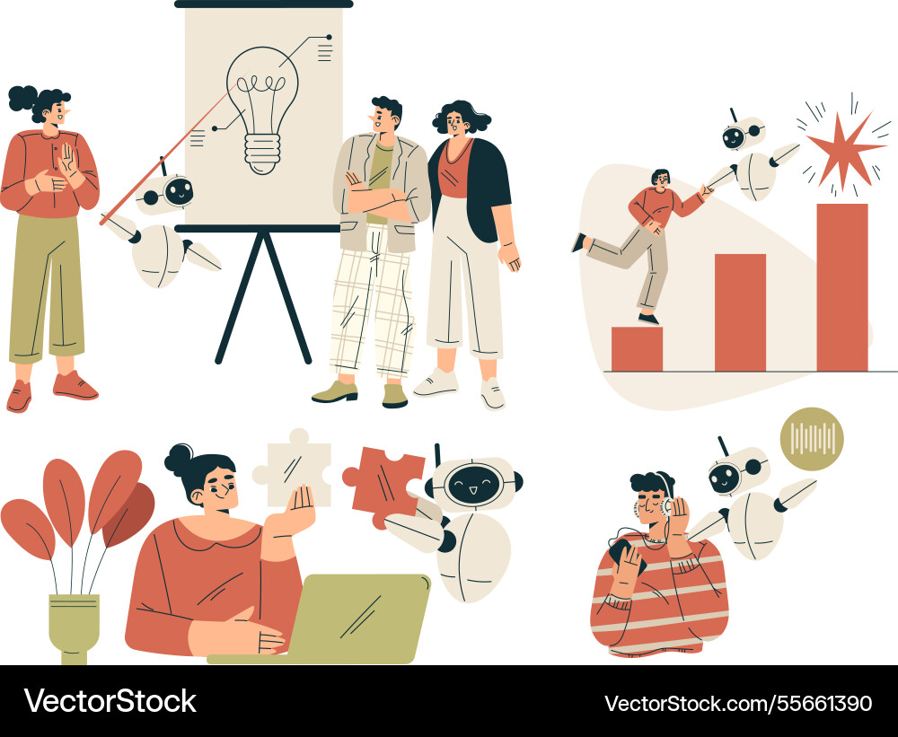 Artificial intelligence technology with people Vector Image