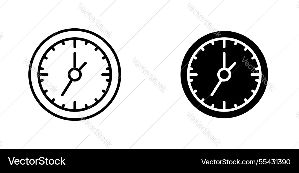 Clock two icons set in filled and strokes Vector Image