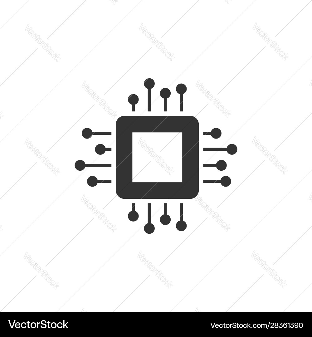 Computer cpu icon in flat style circuit board Computer cpu icon in flat style circuit board vector image