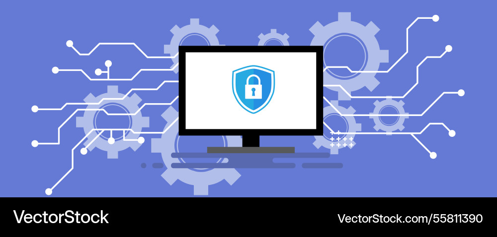 Cyber security concept with padlock technology Vector Image
