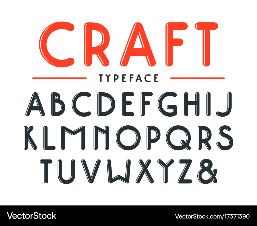 Decorative sanserif bulk font with rounded corners vector image