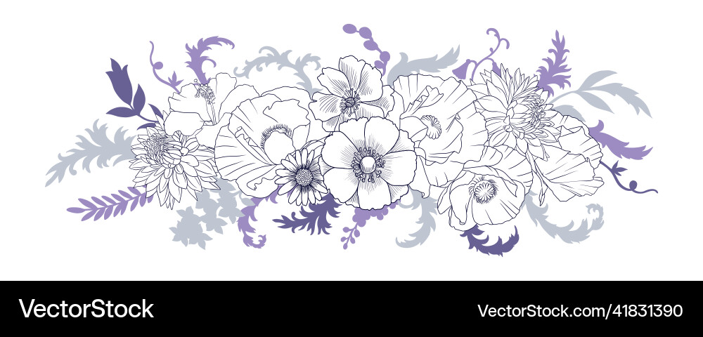 Drawing vintage composition with flowers vector image