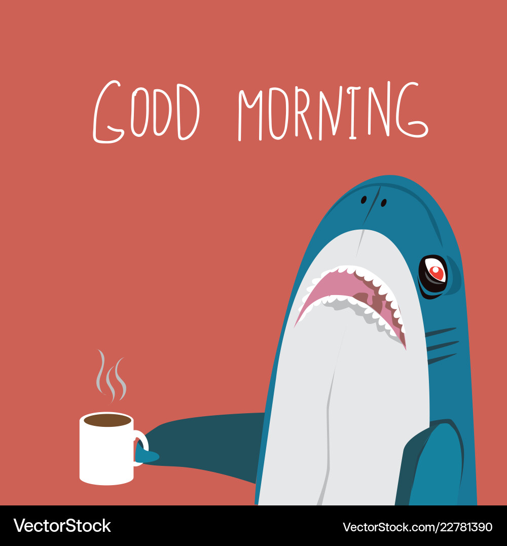 Funny Shark with Coffee vector image