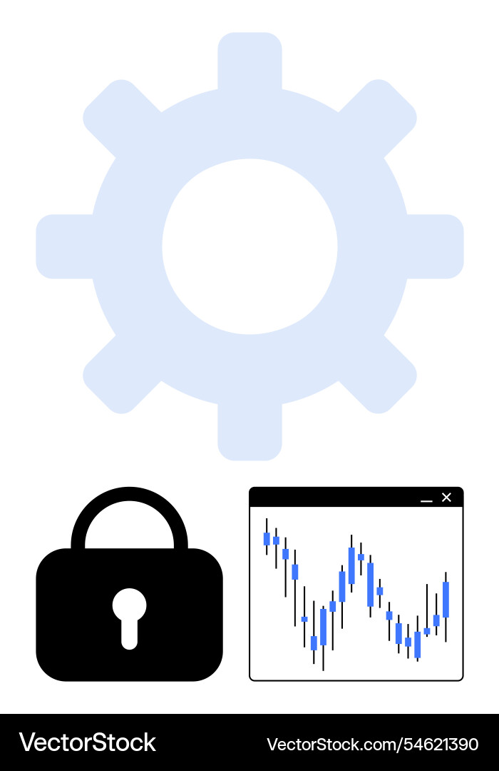 Gear padlock and graph interface representing Gear padlock and graph interface representing vector image
