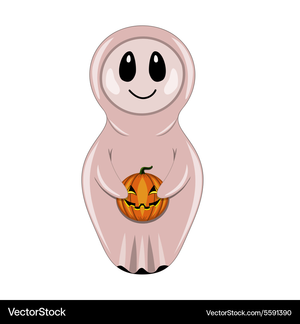 Ghost with halloween pumpkin in style a nested Vector Image
