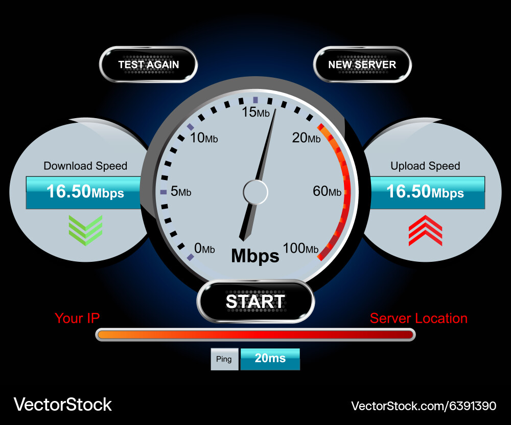 Internet Speed Test Meter Vector Image