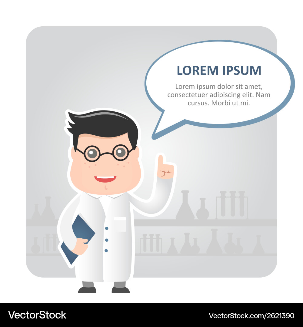 Man chemist and a text bubble vector image