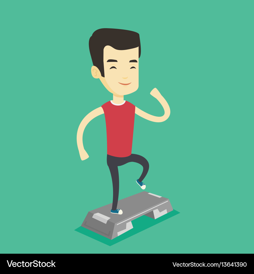Man exercising on stepper Vector Image