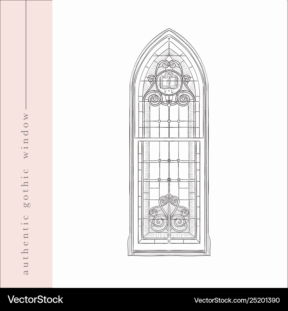 Old Gothic Window Sketch vector image