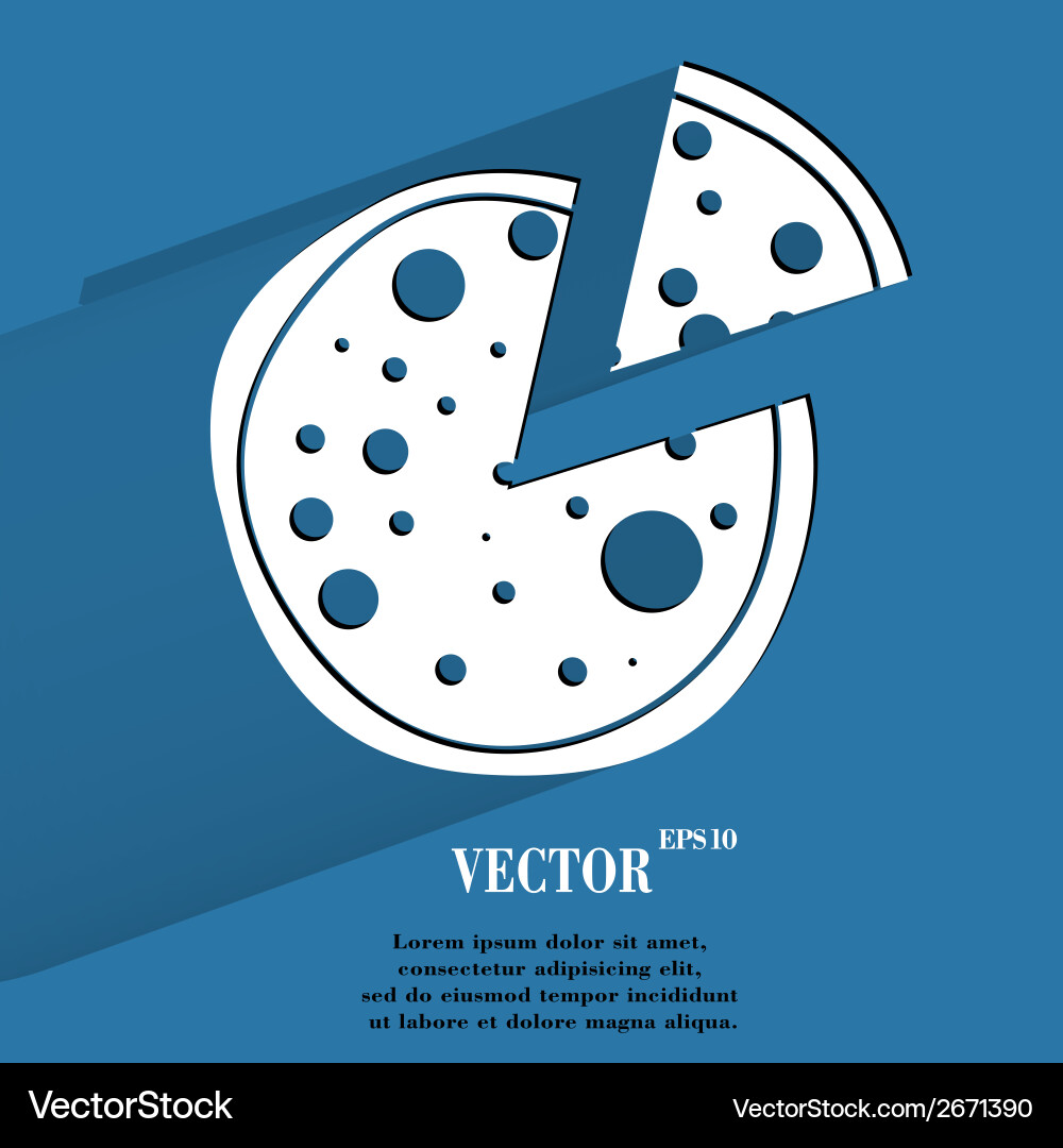 Pizza flat modern web button with long shadow vector image