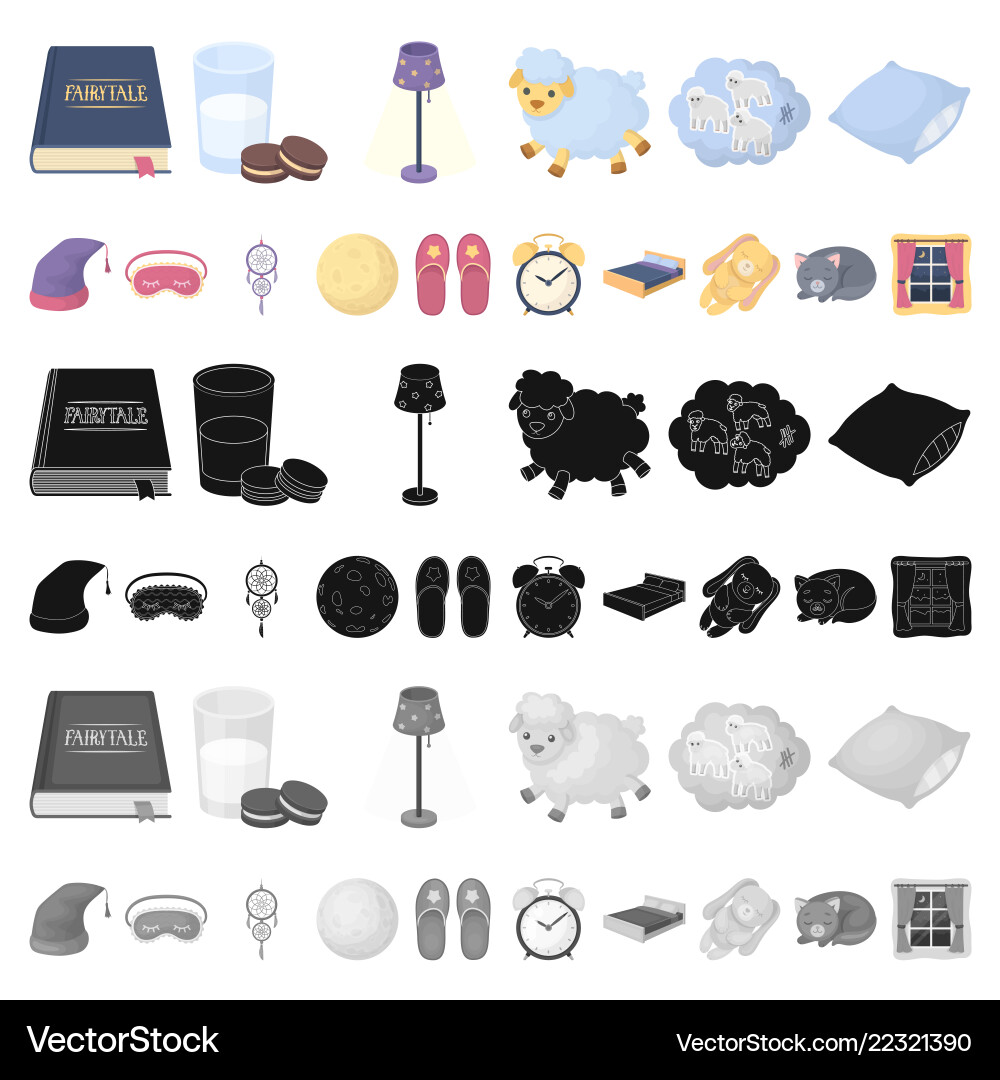 Rest and sleep cartoon icons in set collection Rest and sleep cartoon icons in set collection vector image