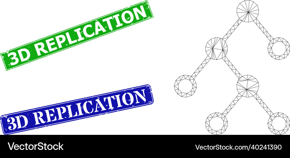 Rubber 3d replication seals and triangle mesh Rubber 3d replication seals and triangle mesh vector image