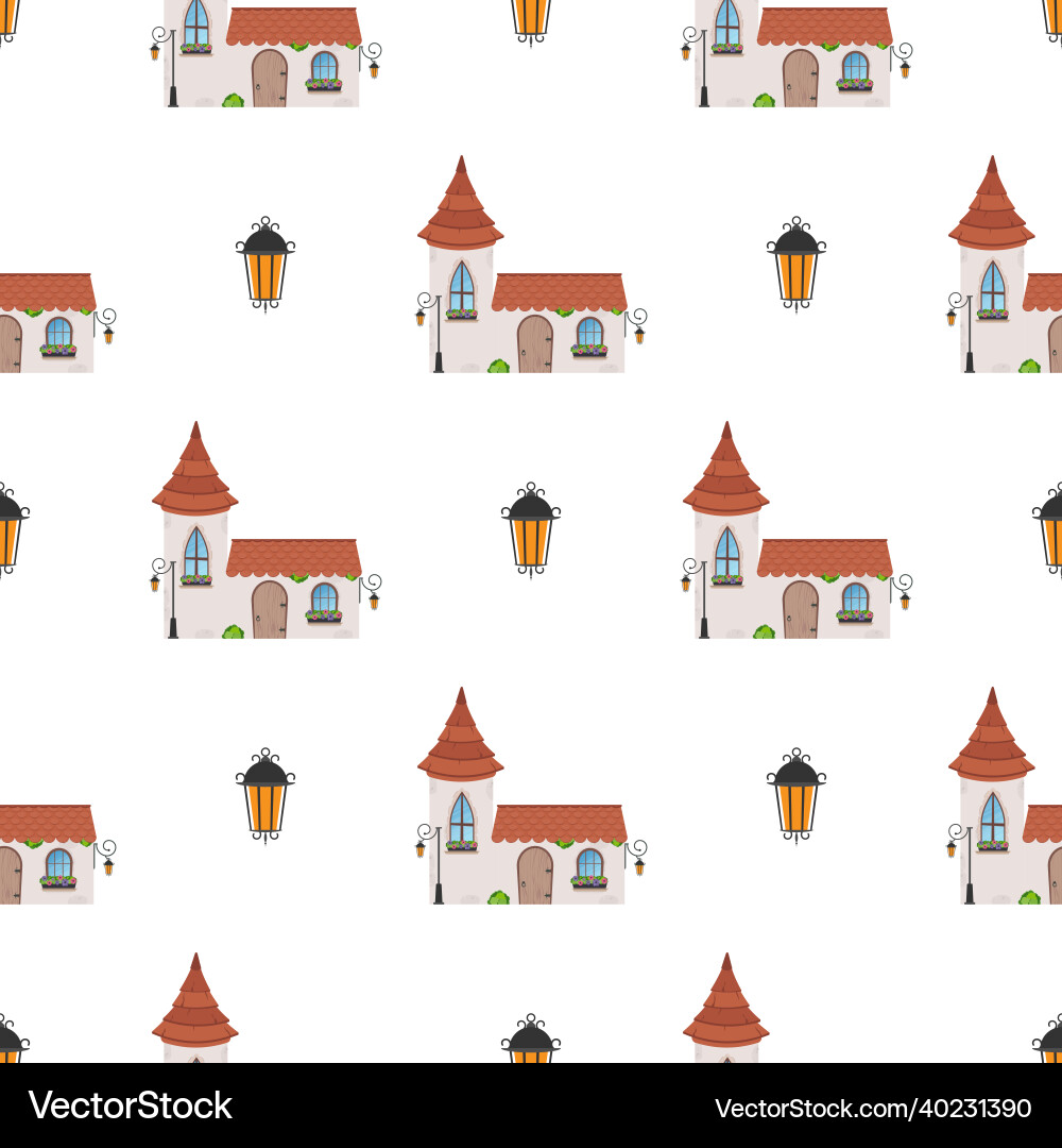 Seamless pattern with castle tower endless vector image