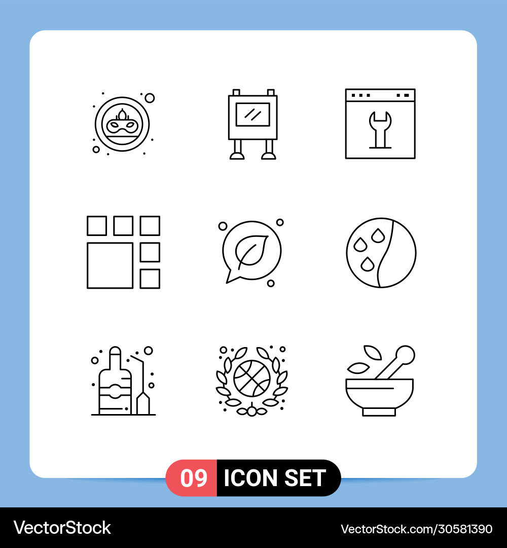 Set 9 outlines on grid for chat image browser Vector Image