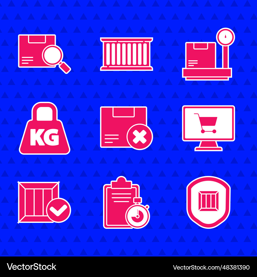 Set carton cardboard box and delete verification Vector Image