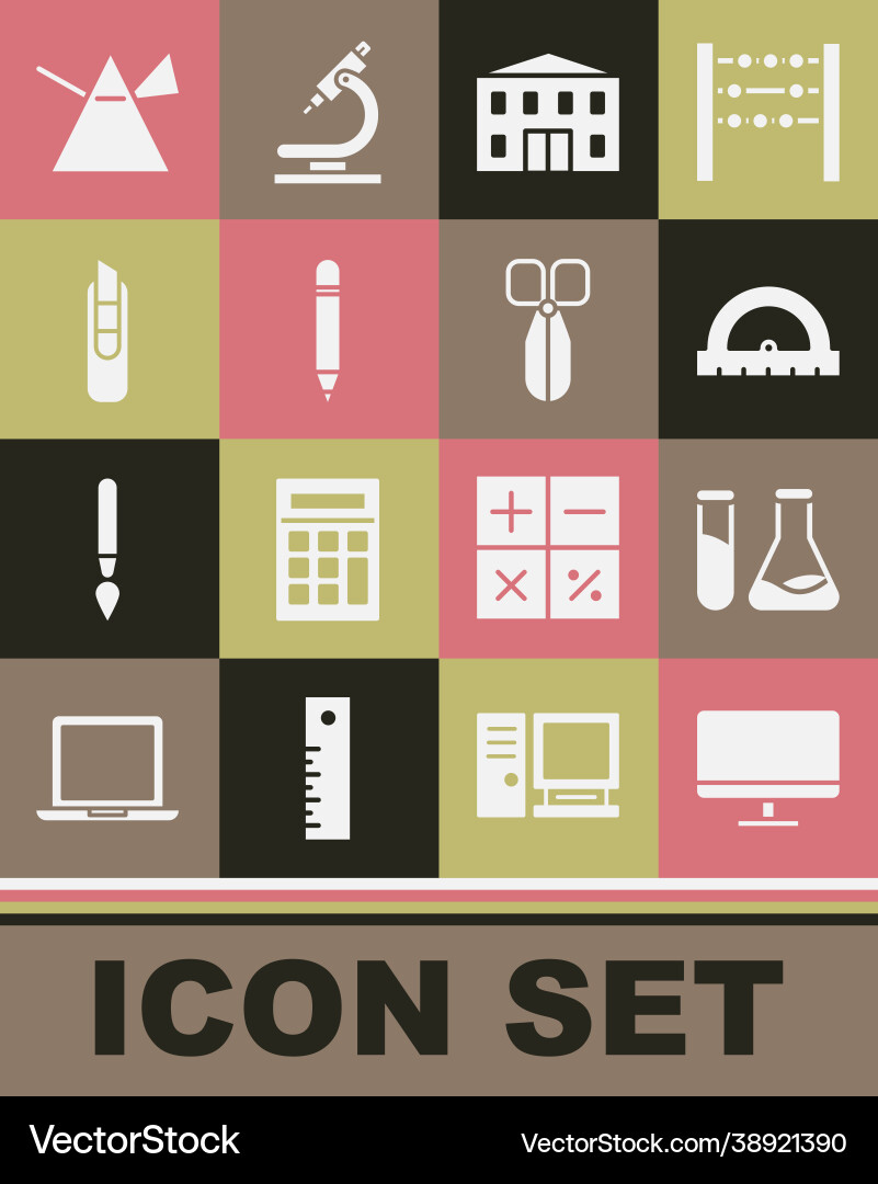 Set computer monitor screen test tube and flask Set computer monitor screen test tube and flask vector image