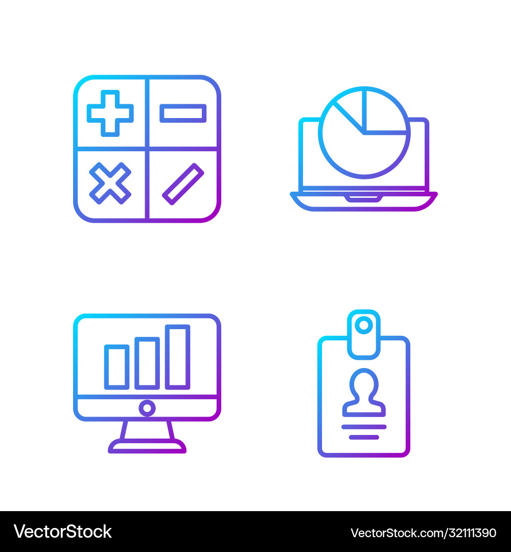 Set line identification badge monitor with graph vector image
