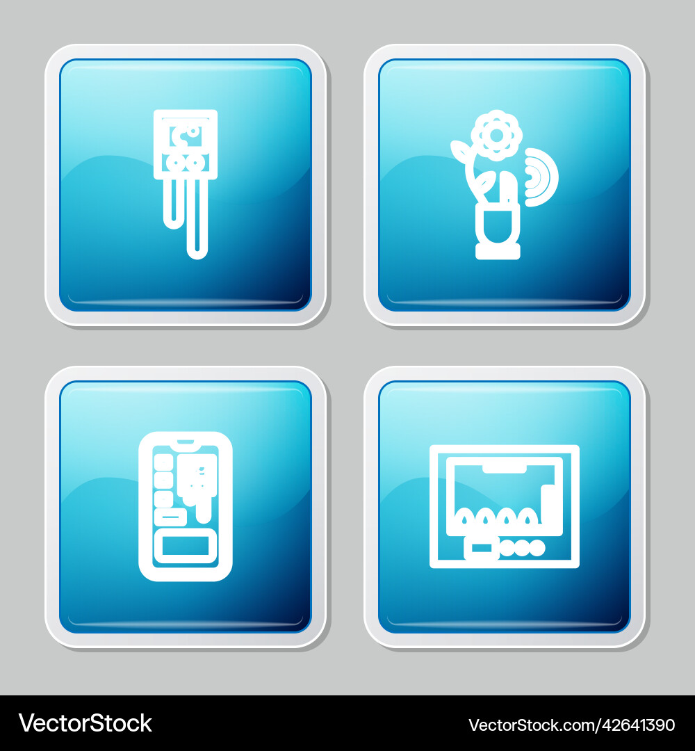 Set line temperature and humidity sensor smart Set line temperature and humidity sensor smart vector image