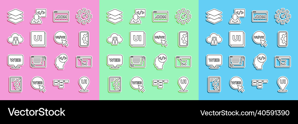 Set line ui or ux design online shopping Set line ui or ux design online shopping vector image