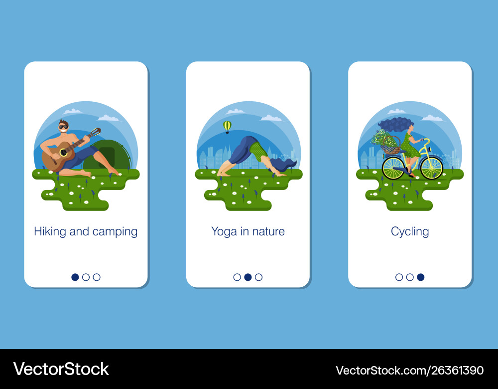 Set mobile app page screen on active Vector Image