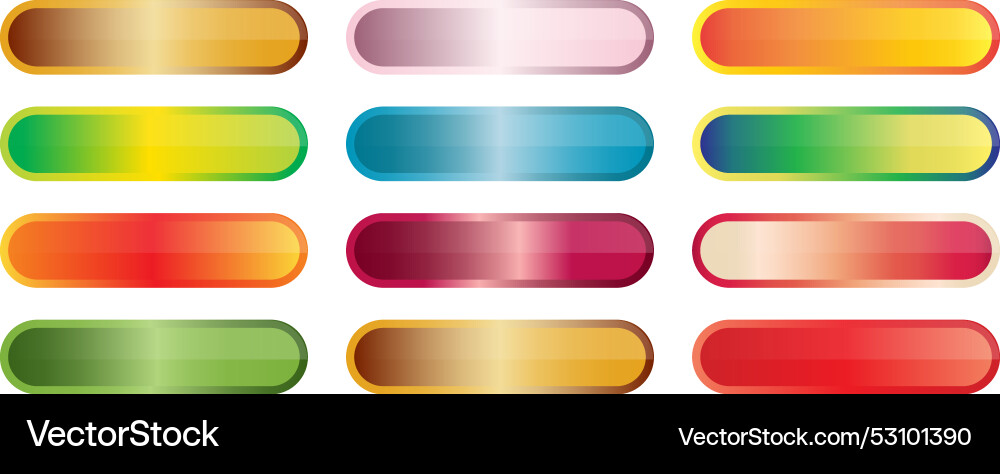 Set of different color gradient shiny button art vector image
