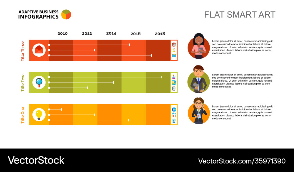 Three horizontal bar charts slide template Three horizontal bar charts slide template Vector Image