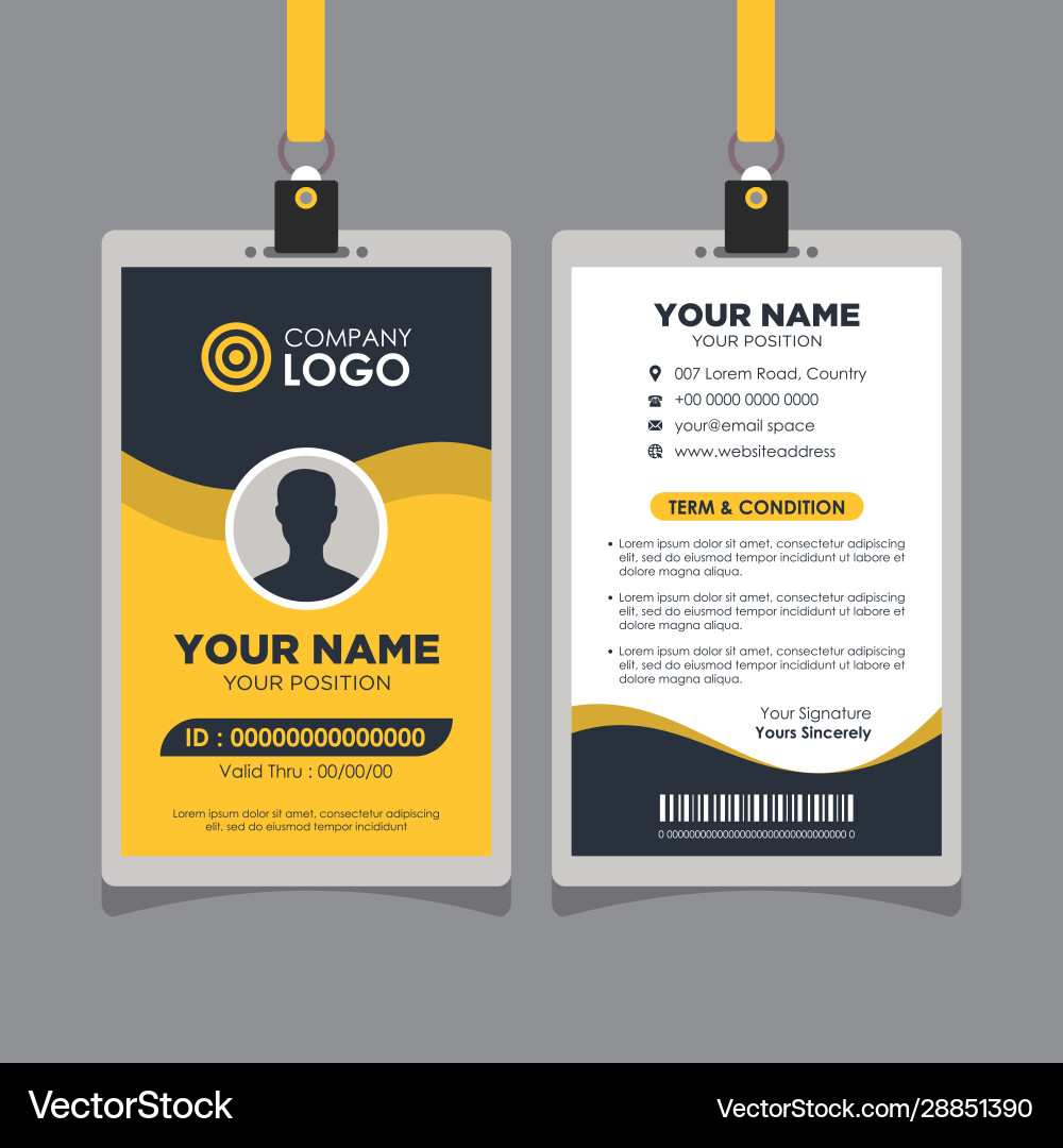 Yellow id card design template image vector image