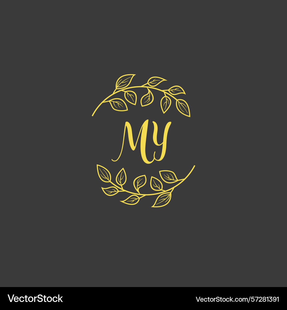 Botanical monogram logos with initial my Vector Image